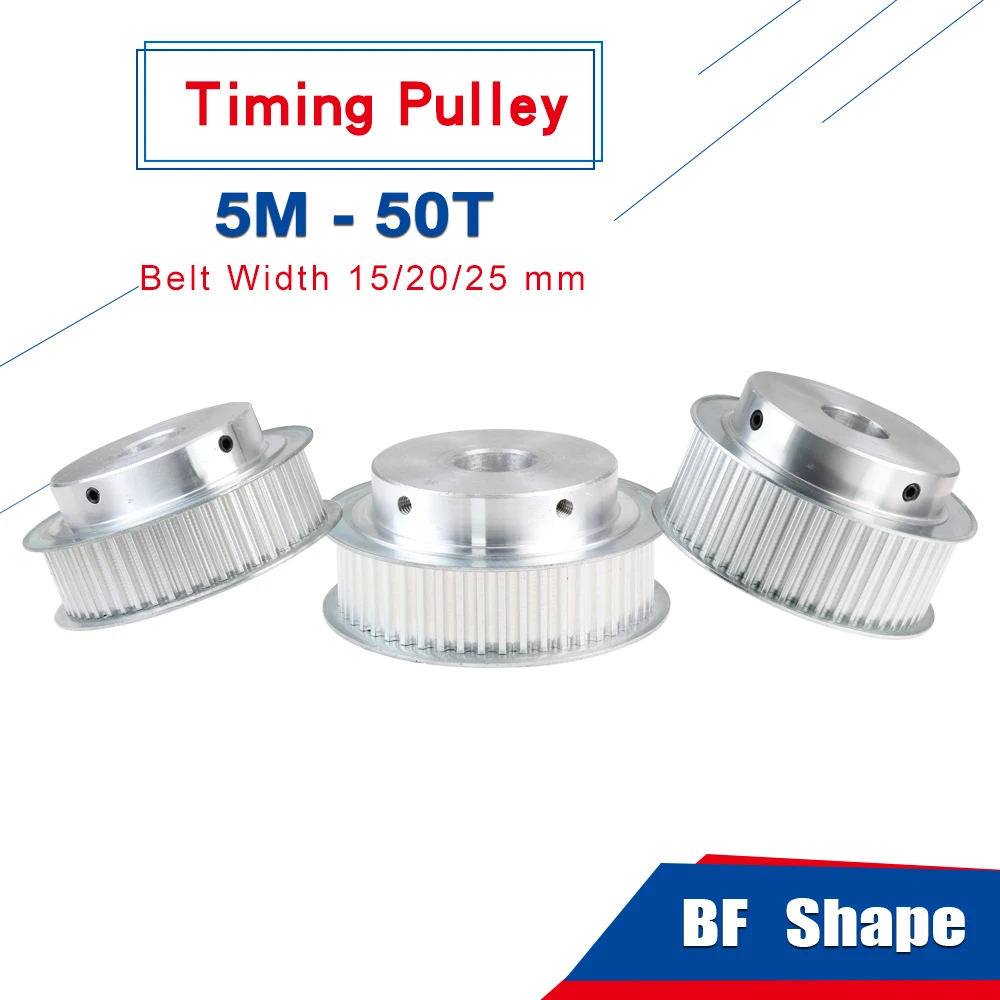 Timing Pulley 5M-50T  Bore Size 12/14/15/16/17/19/20 mm Aluminum Pulley Circular Arc Tooth For 5M Rubber Belt Width 15/20/25 mm