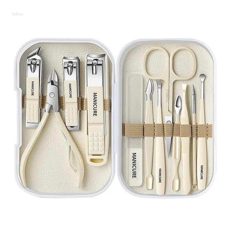 12PC Complete Manicure Pedicure Tool Set Nail Clipper Nail Cutter Cuticle Scissors Foot File Grooming Kit For Men Women Gift Box