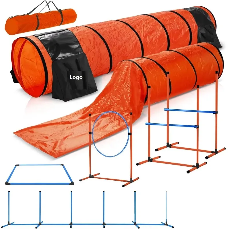 Dog Agility Training Equipment Set Dog Agility Weave Pole and Tunnel Exercise for Dog Agility Courses