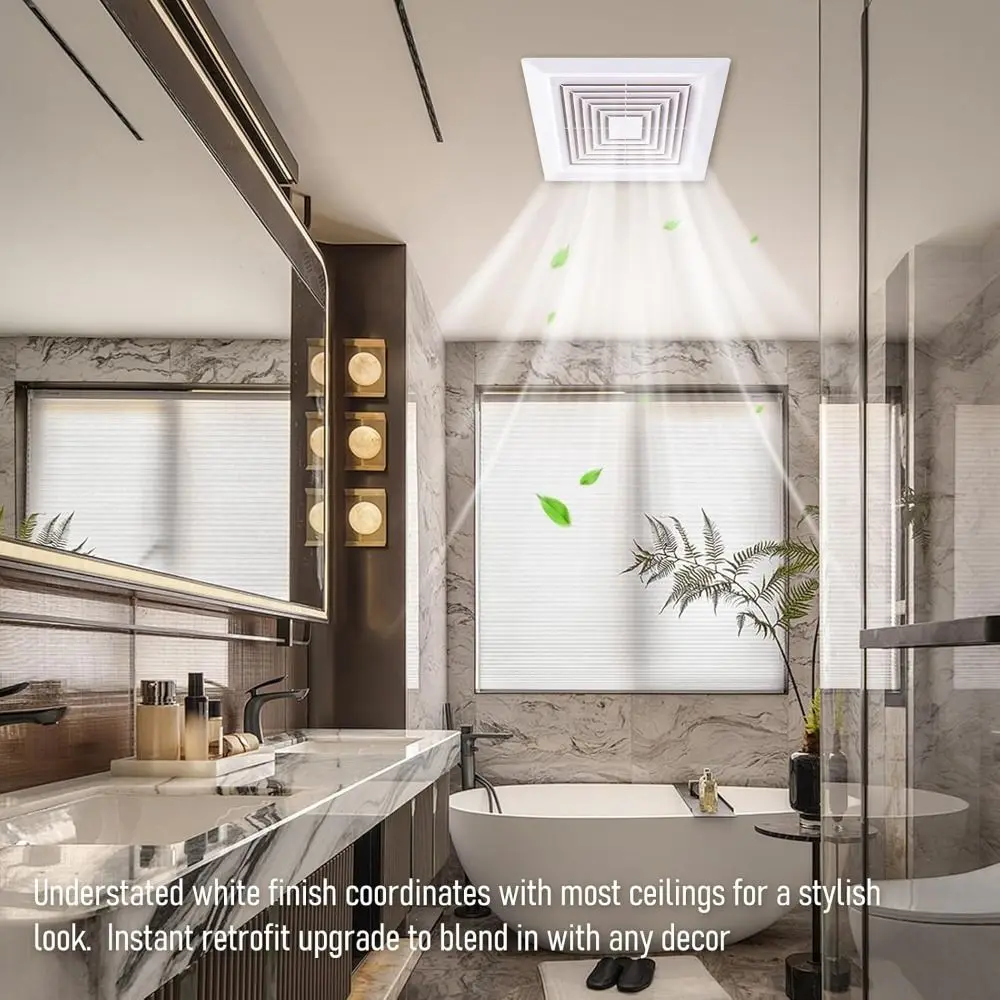 New With Spring Exhaust Fan Cover Square White Ceiling Fan Diverter Ventilation Hood Ceiling or Wall