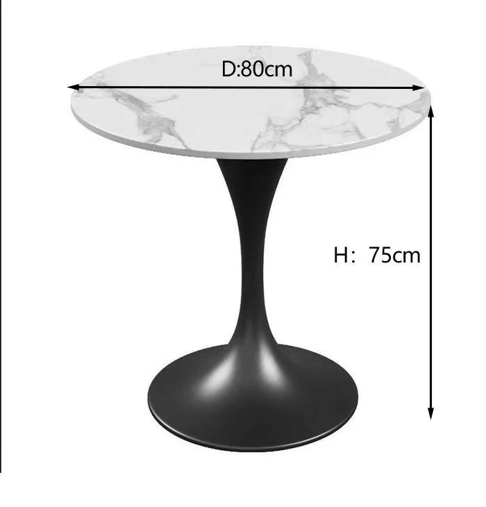 Diameter 80cm Height 75cm Nodric Round Carbon Top Carbon Steel Black Base and Gold Negotiating Table