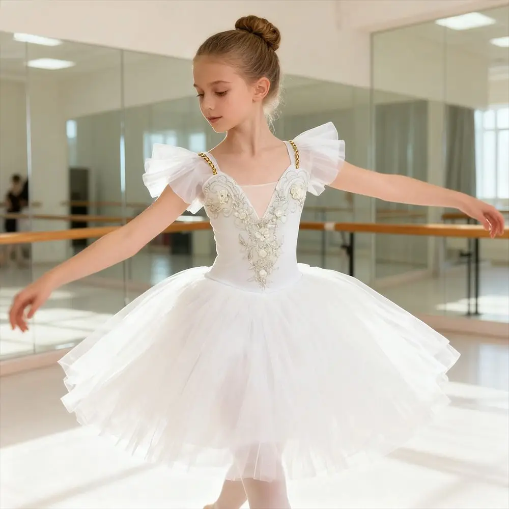 

Модное балетное платье с блестками, современное пышное балетное платье-пачка с цветами, праздничное платье, платье принцессы для танцев