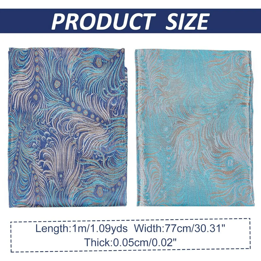 31 Inches Applique Rayon Satin Brocade Jacquard Fabric Slim and Soft Peacock Phoenix Tail Satin Fabric for Wedding Dress Fashion