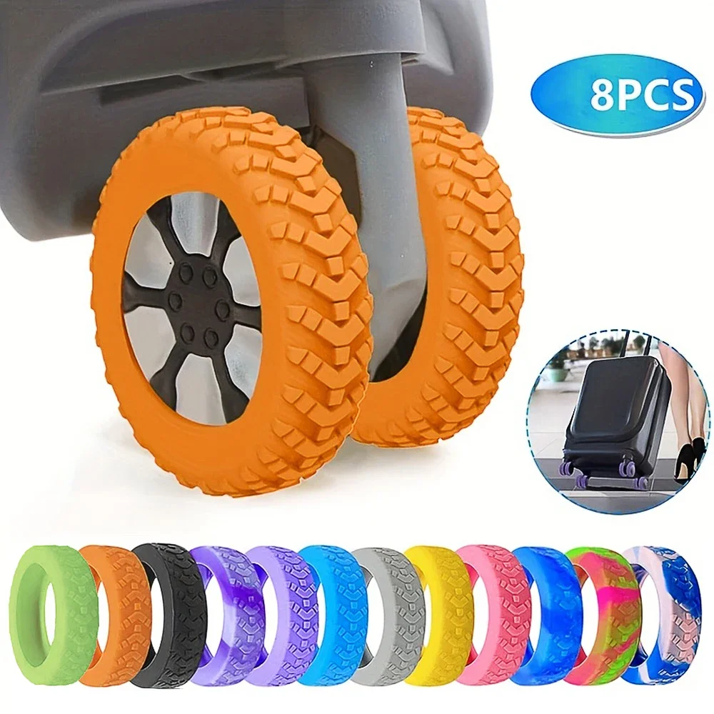 Protector de ruedas de equipaje de 8 Uds., ruedas de silicona, ruedas, zapatos, maleta de equipaje de viaje, Reduce el ruido, accesorios de cubierta protectora