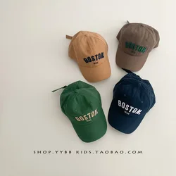 Spring Fall Kids Instagram Korean Embroidered Lettered Baseball Caps for Boys and Girls with Breathable Sun Protection