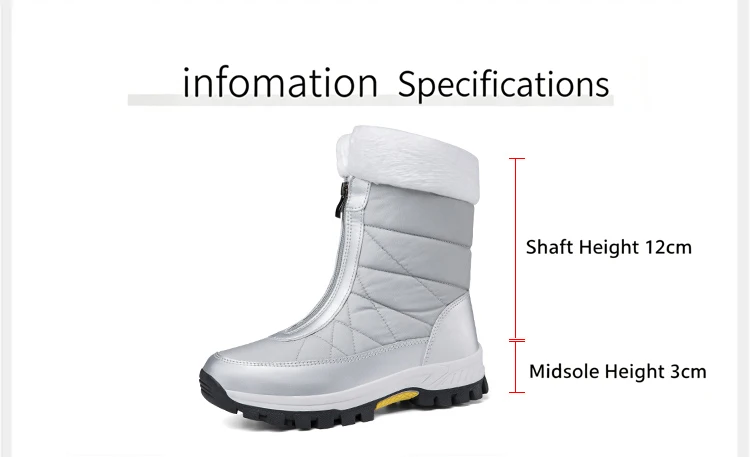 Winterweiße Damenstiefel, dicke Sohle, Baumwollschuhe, warmes Plüschfutter, rutschfest, bequeme Outdoor-Schneestiefel, Botas Mujer – Detail 4