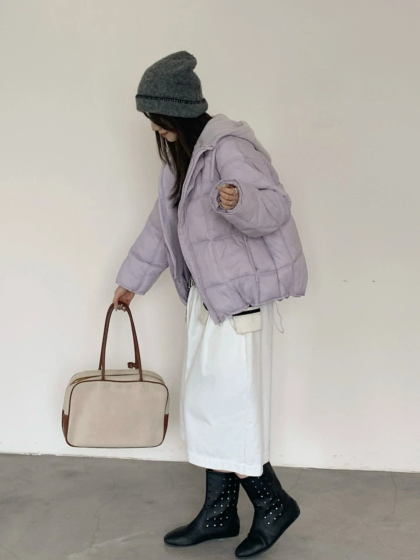 Korean Knit Hood Patchwork Short Puffer Jacket Women Loose Lightweight Warm Padded Parkas Women Solid Color Zipper Winter Jacket