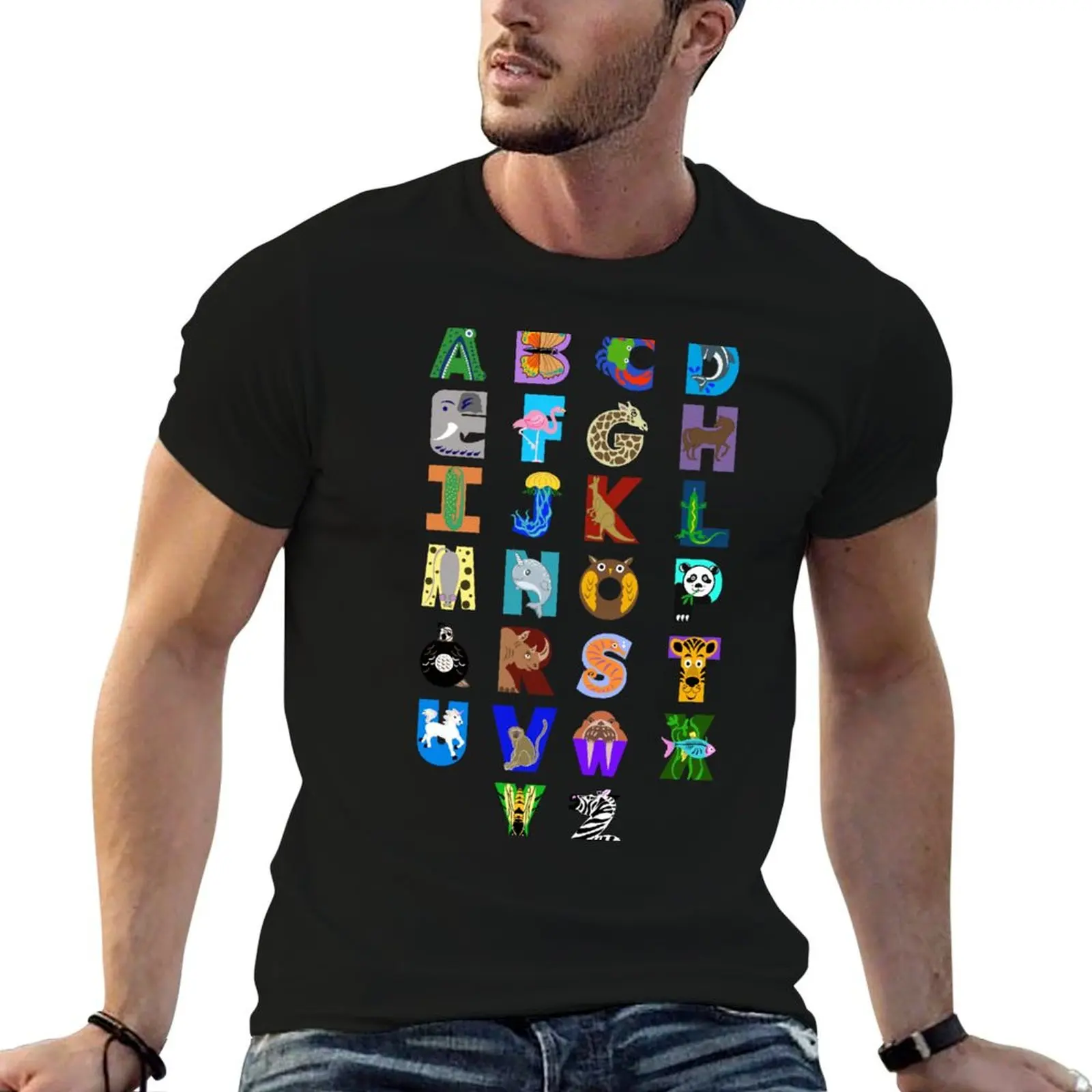 

Animal Alphabet T-Shirt plus sizes oversized graphic tee graphic shirts fitted t shirts for men