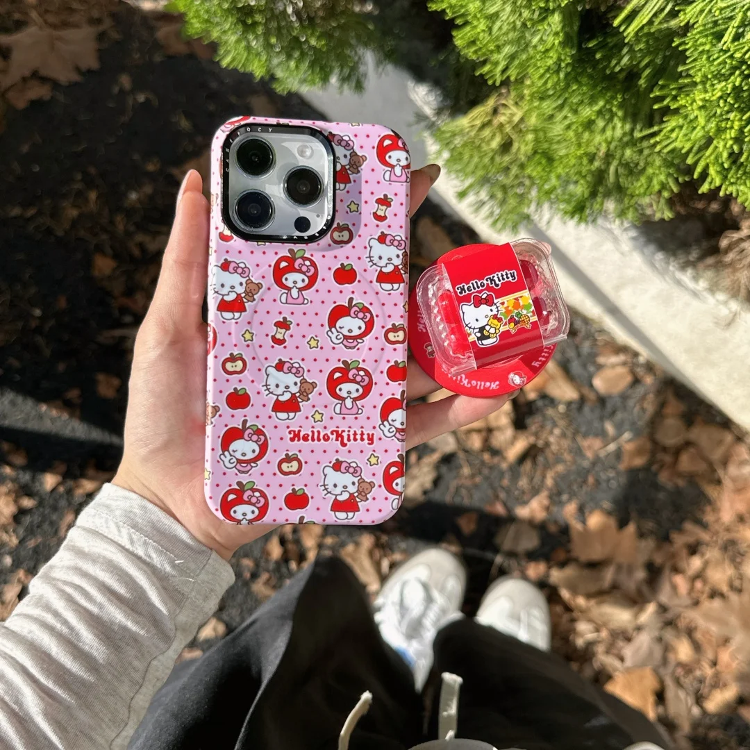 

Magnetic Double-Layer Pink red Polka Dot + stand Magsafe Magnetic Phone Case For iPhone16 15 14 13 Pro Max Hard Cover﻿