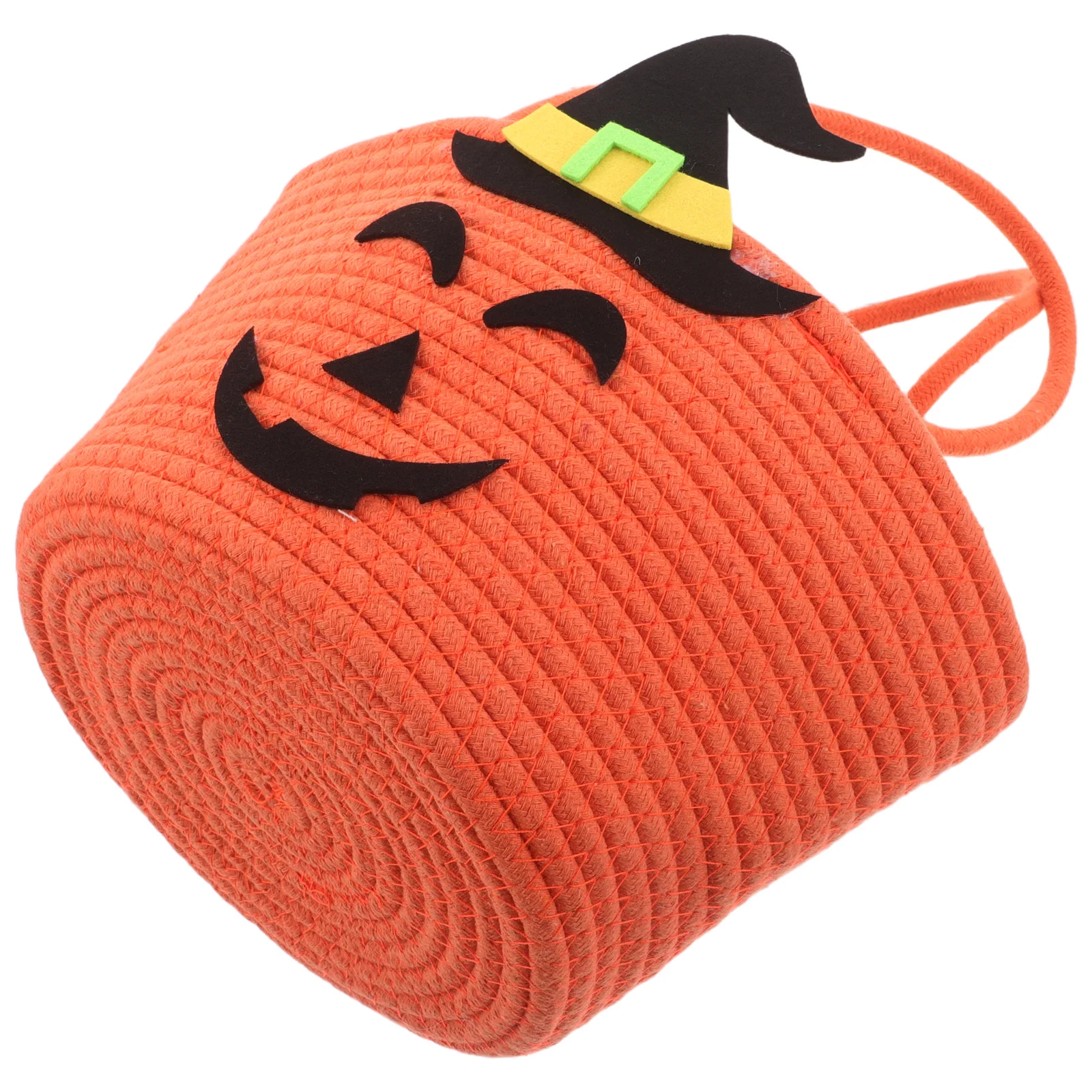 

Halloween Goodie Pouch Handwoven Design Large Capacity Portable Handle Ideal for Trick Or Festivities Children Safe