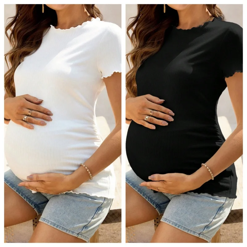 Maternity Top 2026 Round-Neck Base Layer Casual Short Sleeve T-Shirt
