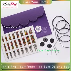 Knitpro New 11.5cm Symfonie Wood Interchangeable Circular Needles Set With 360° Swivel Cable Knitting Spokes Kit