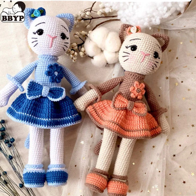 Handmade Crocheted Wool Dolls Fizi Cat Toys Plush Toys Sleeping Dolls for Kids Baby Birthday Present