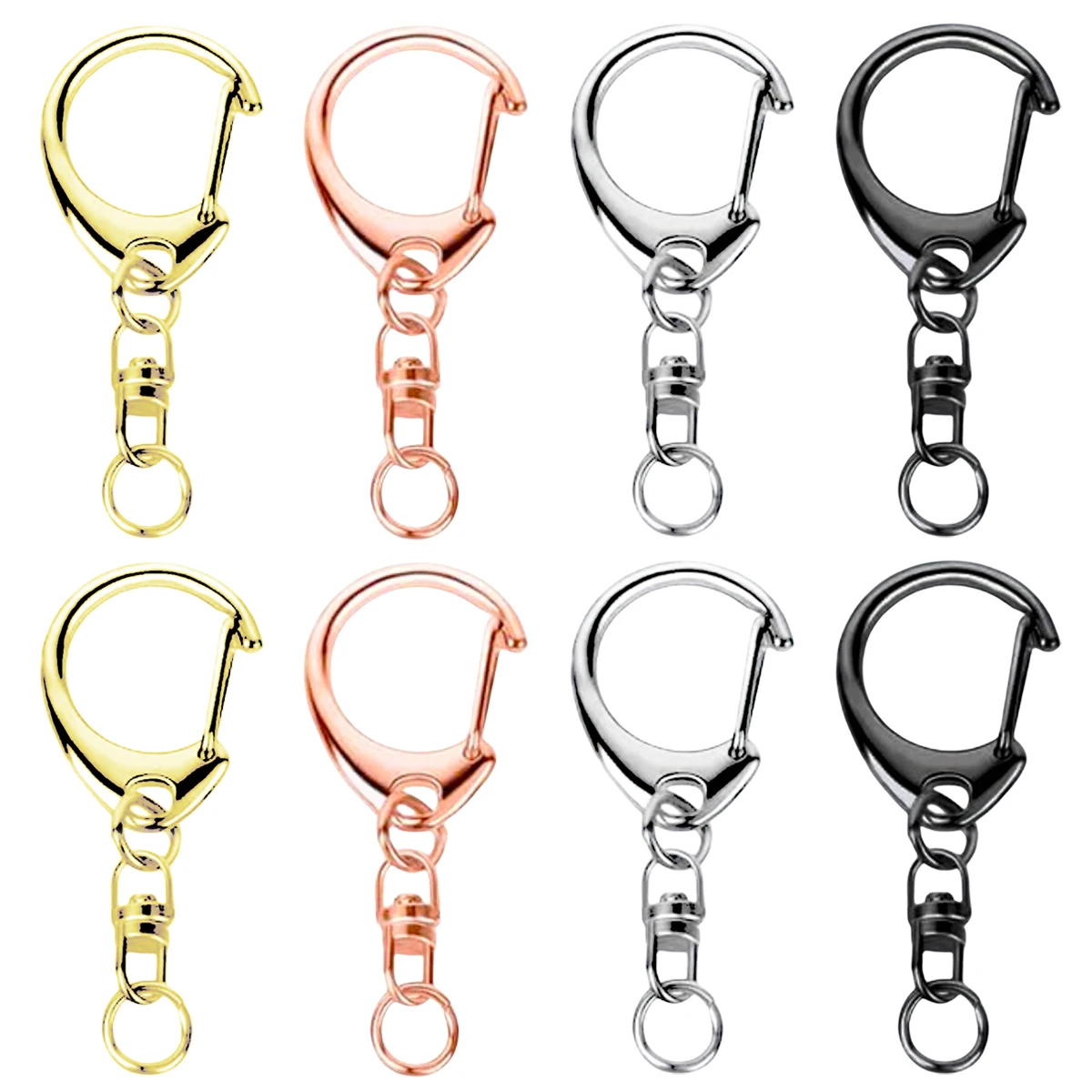 

10/25/35/50 Sets Lobster Claw Clasps for Keychain Clip, C-Shaped Swivel Snap Hooks Key Chain Rings DIY Making Kit for Crafts
