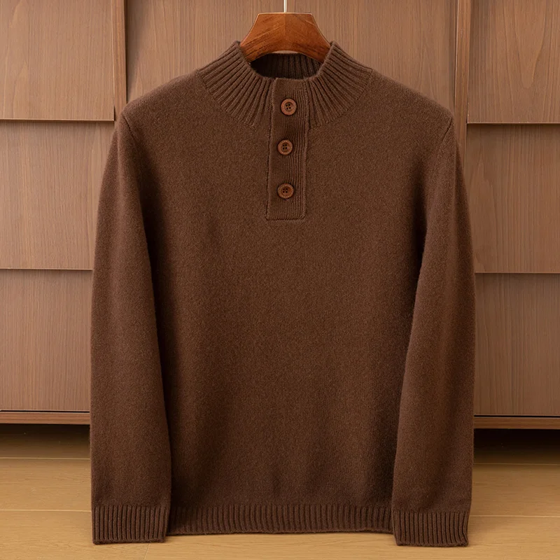 

High Quality Men's 100% Cashmere Sweater Autumn Winter Thick Pullover Long Sleeve Smart Casual Cashmere Knitwear Soft Warm Tops