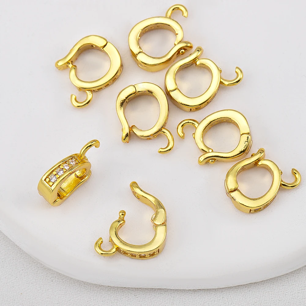 18K Gold Plated Zircon Bail Pendant Holder for Needlework Jewelry Making Clasps Connectors Necklace Charms Bails DIY Accessories - view 4