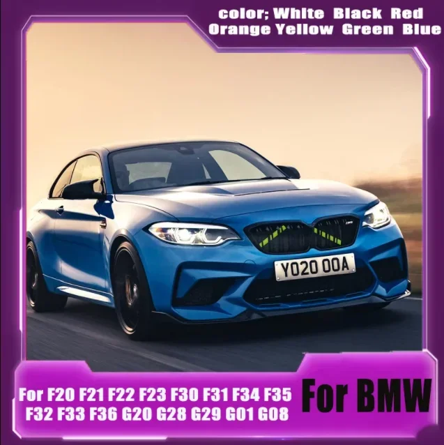 2Pcs Sport Sticker Car Front Grille Nose Trim Air Inlet Bar Strip Vent For BMW F20 F21 F22 F23 F30 F31 F32 F33 1 2 3 4 Series