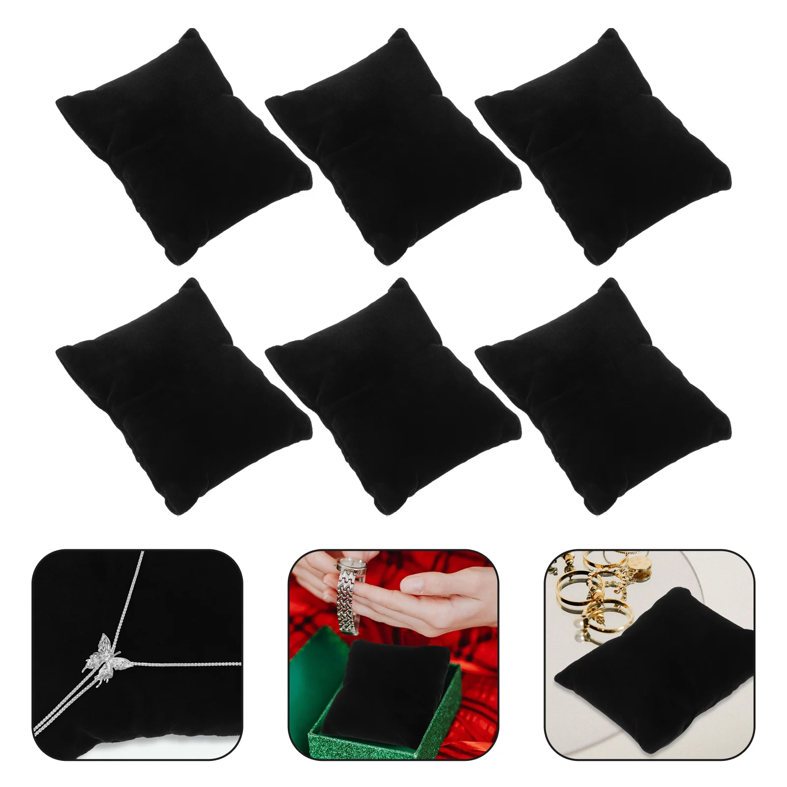 

6 Pcs Show Small Pillow Bracelet Pillows Display for Selling with Tray Stand Black Displays Man