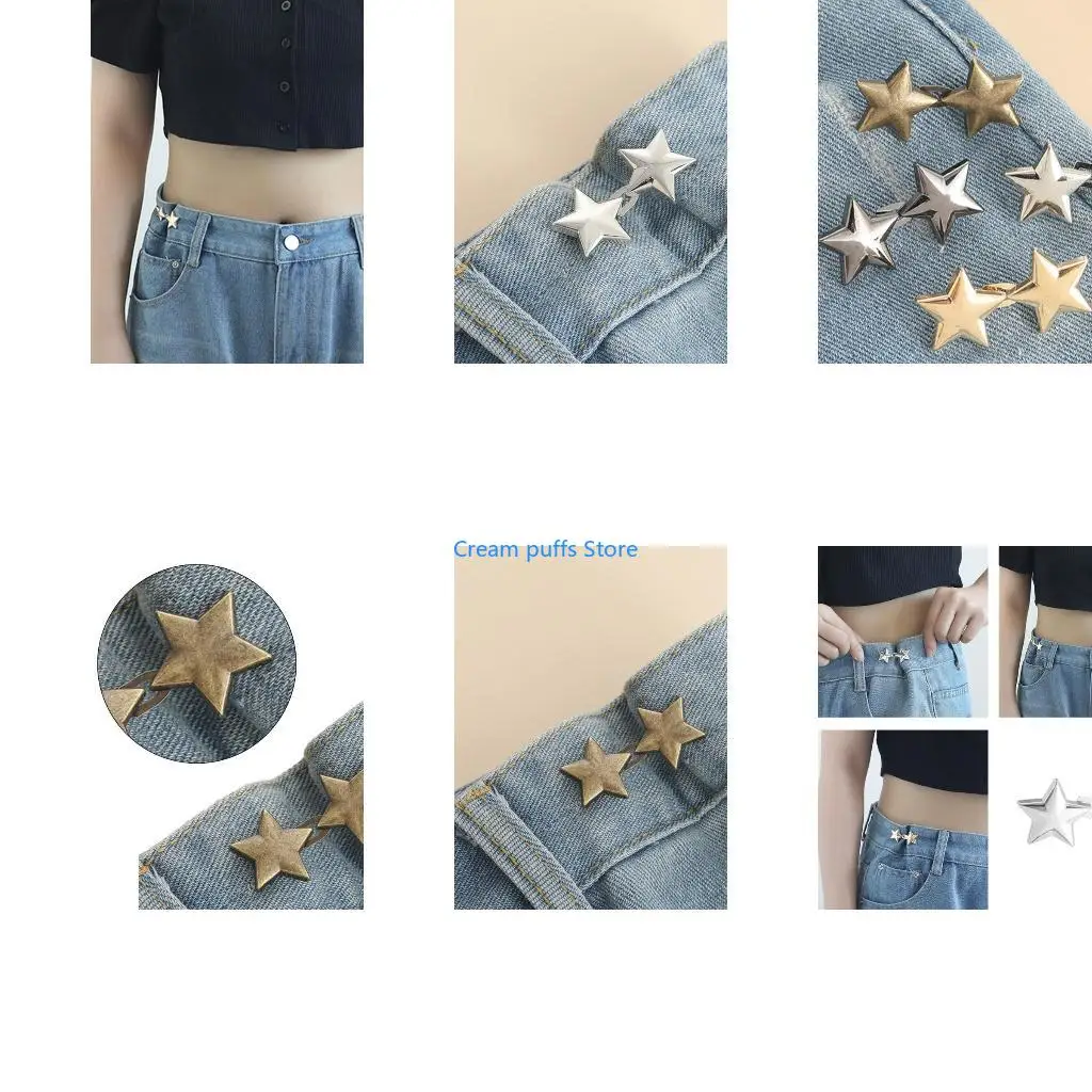 

50LE Button Jean Button Star Tighten Waist Button Waist Buckle Pant Pin
