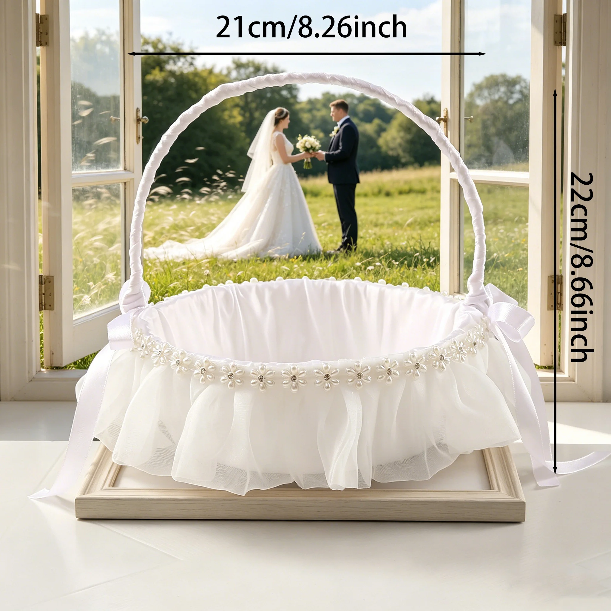 Elegant and Fashionable Flower Girl Basket, Artistic Wedding Props, Outdoor Lawn Wedding Backdrop Sprinkle Basket image 5