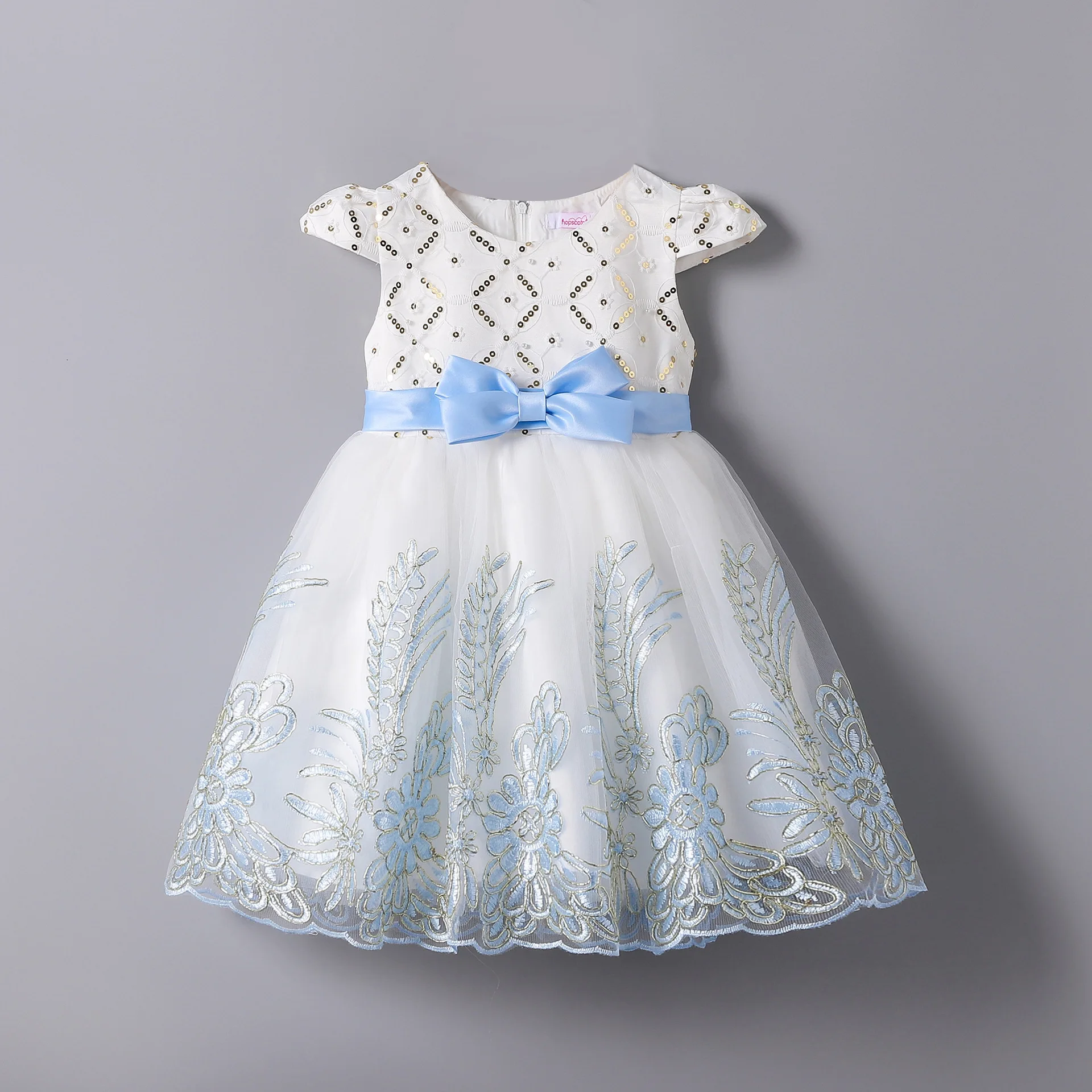 

HETISO White Tulle Princess First Birthday Dress for Girls Embroidery Sequins Kids Children Clothes Holiday Wedding Wear