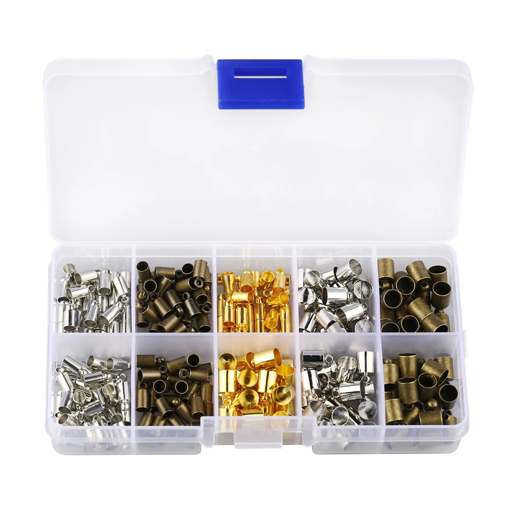 

200Pcs Copper Cord Ends Caps Glue-in Type DIY Jewelry Accessories Tassel Suede Cord Ends 6mm Mixed Color