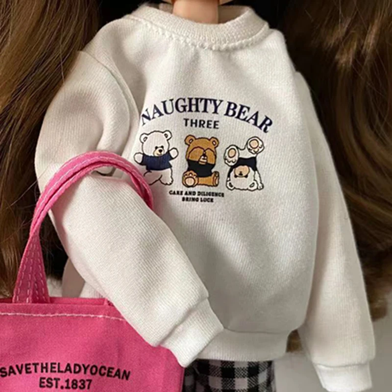 New Arrival Blythe Clothes Fashion Bear Sweater and Pants Bag Suit for Blyth 30cm 1/6 Dolls Azone Licca Doll Accessories