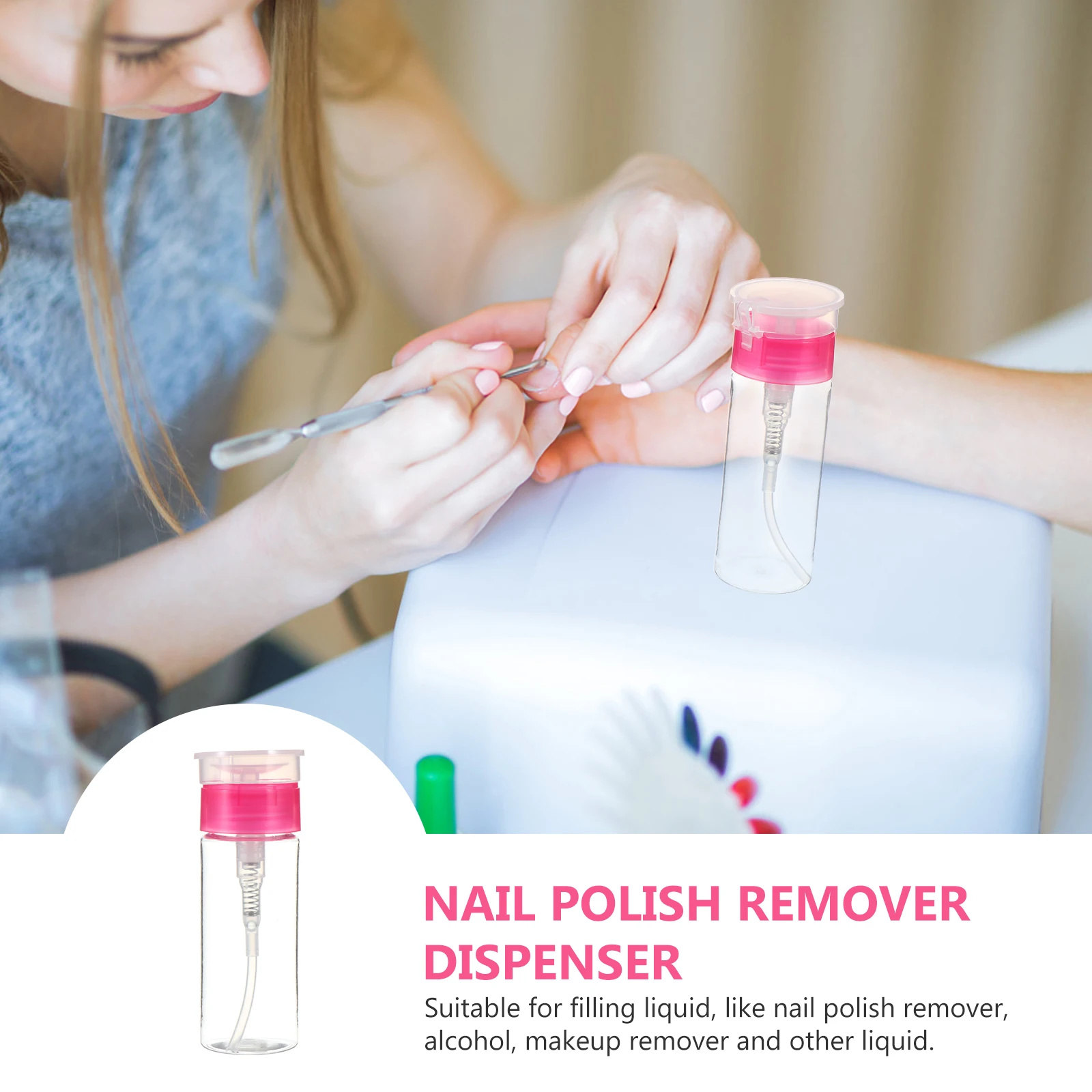 

6Pcs Nail Polish Remover Bottle Pressing Pump Dispenser Plastic Container Leakproof Reusable Storage Liquid for Makeup Nail Art