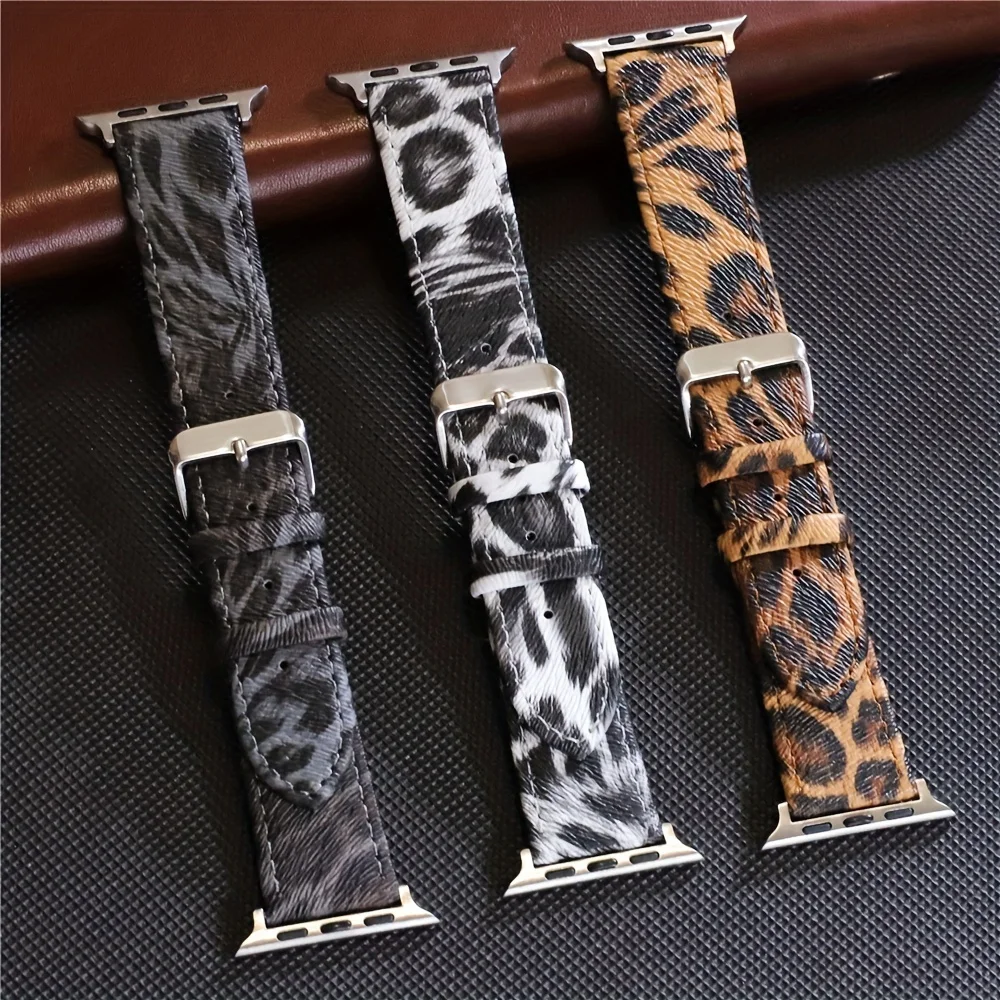 Women Leopard Print Leather Strap for Apple watch band 49mm 45mm 44mm 42mm 38mm 40mm Bracelet for iwatch 9 8 7 6 5 4 se Ultra 2