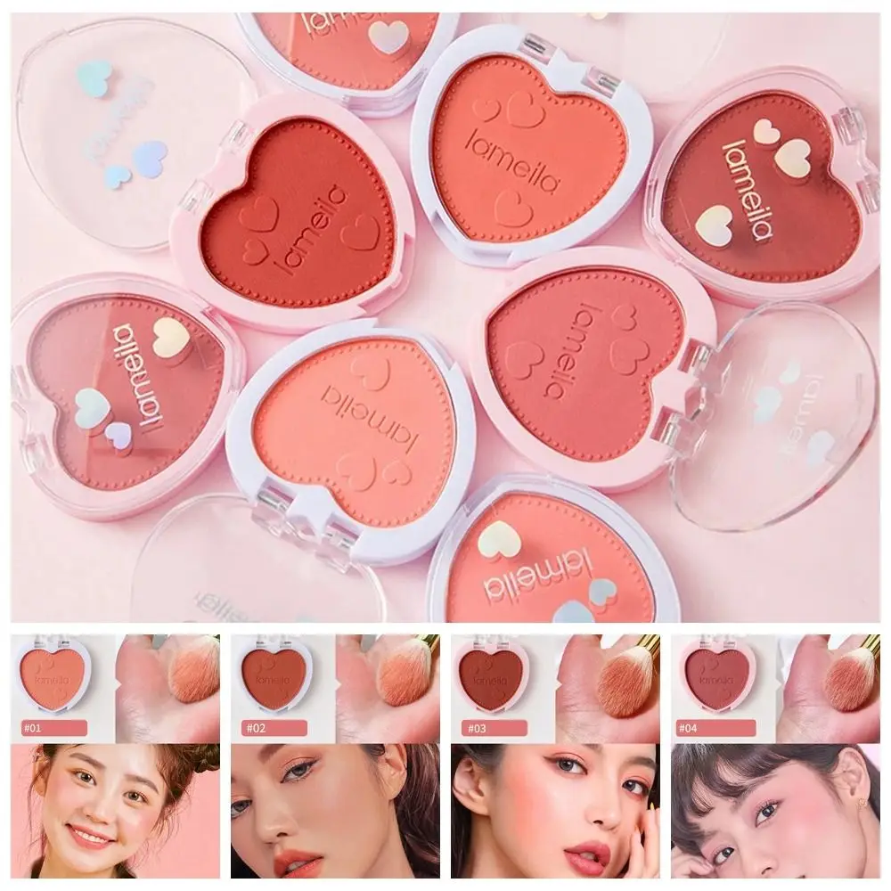 High Quality Heart-shaped Rose Cheek Tint Matte Moist Petal Blush Palette Long Lasting Smooth Face Blusher Cosmetics Women