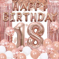 18 21 30 40 50 Rain Glitter Paper Confetti Rose Gold Happy Birthday Balloon Integrated Human Gift Party Decoration