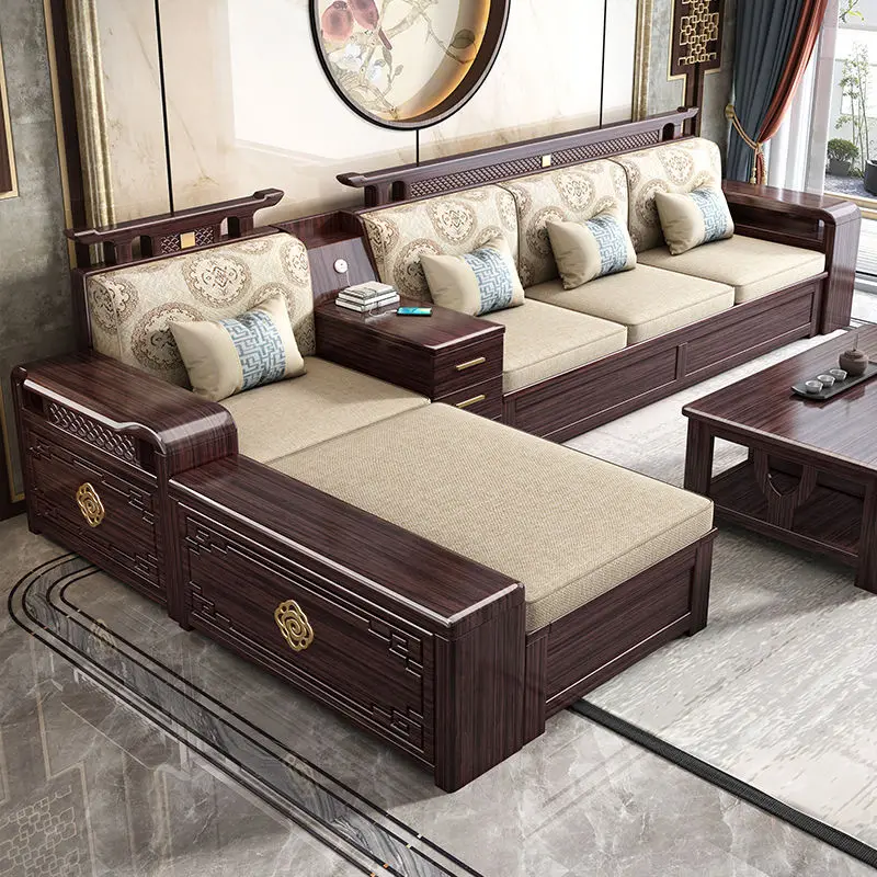 New Chinese-style purple gold sandalwood all-solid wood sofa, living room princess