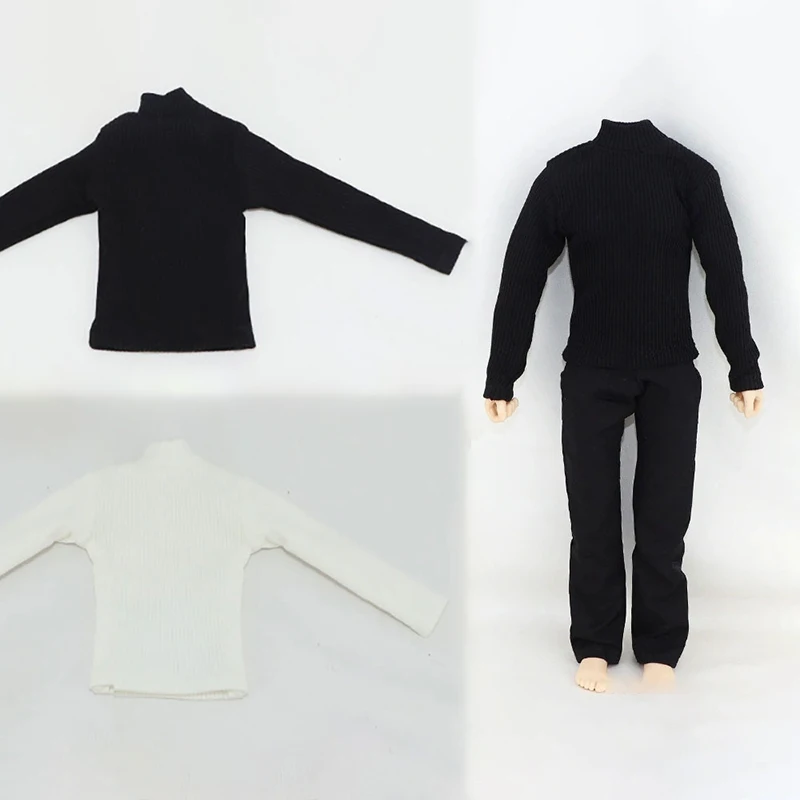 1/6 Scale Male Men's Black White Knitted Sweater Models Long Sleeves T Shirt DIY Accessories for 12''Figures
