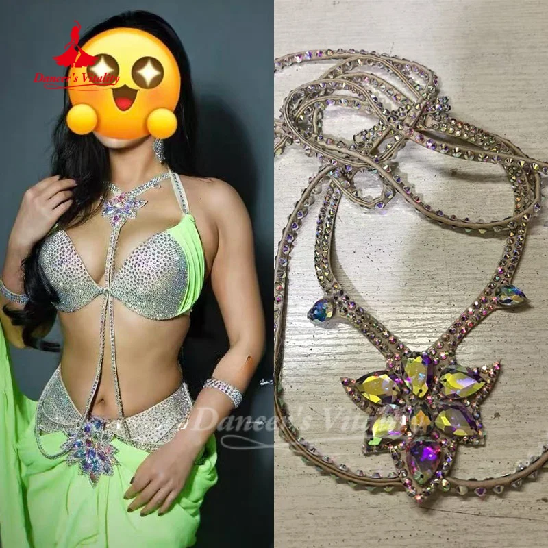 

BellyDance Performance Accessories Senior AB Stones Necklace Dancer Oriental Dance Competition Ornament Dancer's Vitality
