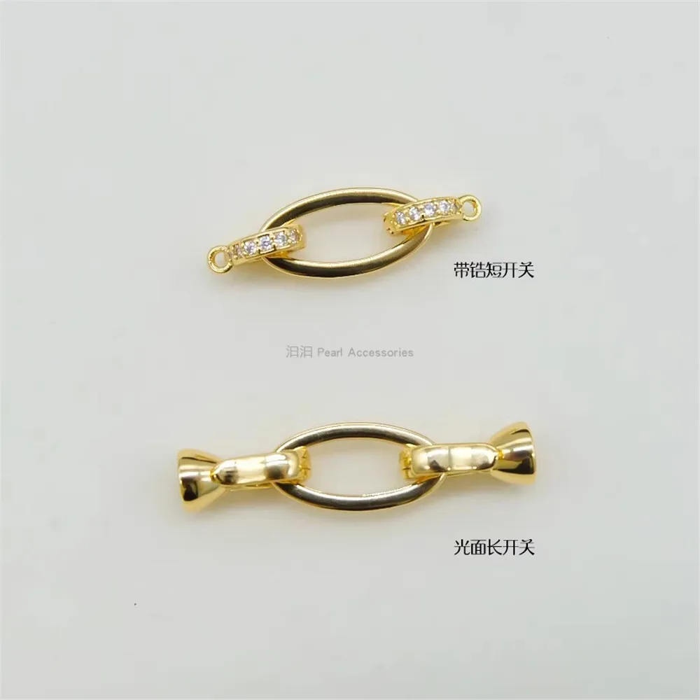 DIY Pearl Clasps & Hooks Agate Handmade Accessories Bracelet Necklace O-shaped Switch Buckle Copper Plated 18K Gold V114