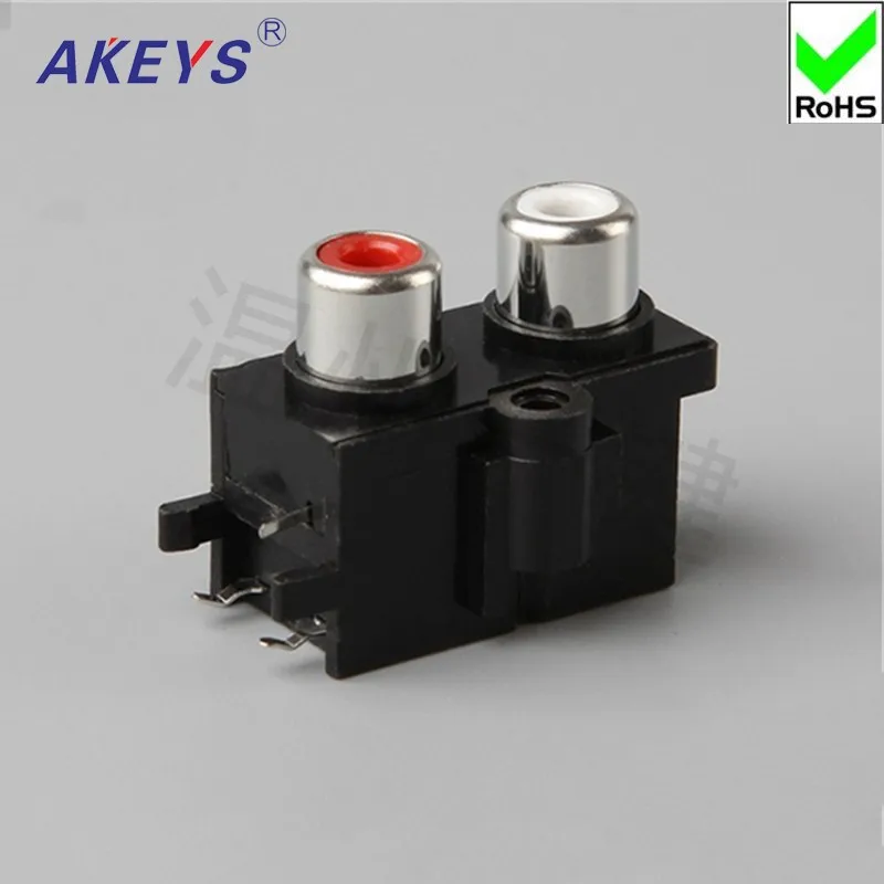 10 pcs AV2-8.4-13BAV cored socket 3-pin RCA seat 2-hole PCB welded audio and video socket Lotus socket