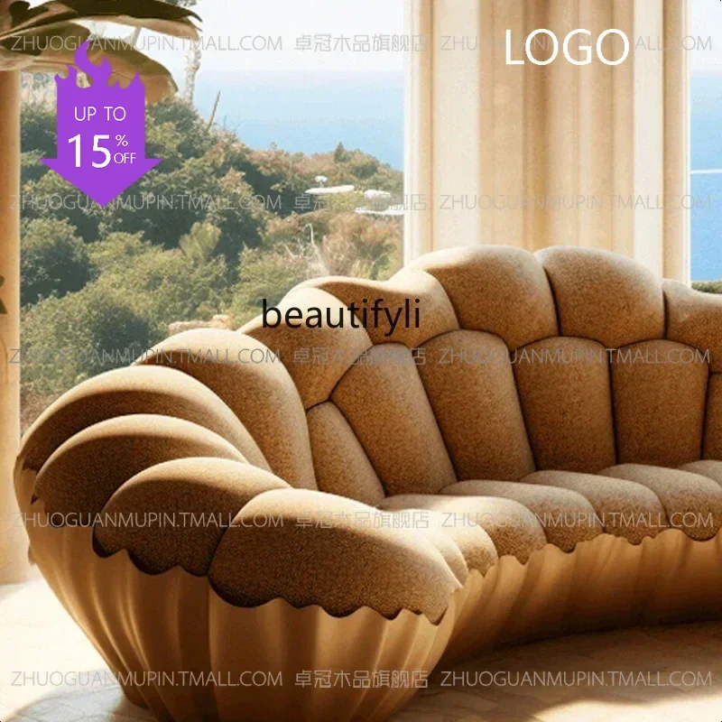PPP G Light luxury curved cream sofa semi-circular creative technology sense, solid wood sofa villaAA