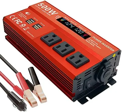 

Автомобильный инвертор мощностью 500 Вт (пиковая 1000 Вт) - 12В в 110В переменного тока, 4 USB-порта и розетка для прикуривателя