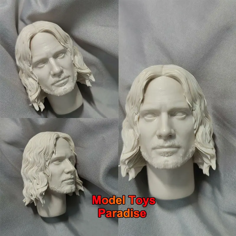 Unpainted White Model Head 1/6 Men Soldier Aragorn Half Elves Head Sculpt Fit 12inch Action Figure Body