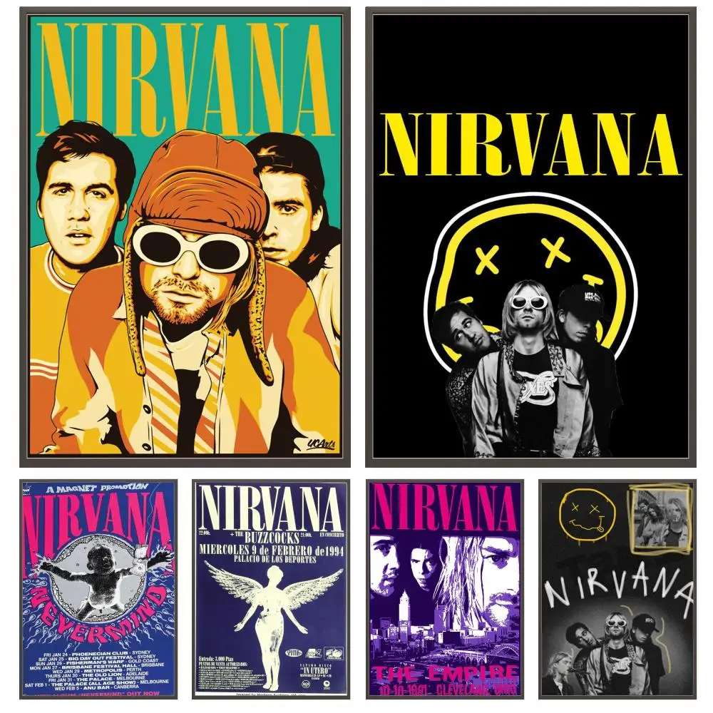 Band Hot N-Nirvana Classic Movie Poster Versatile HD Waterproof Wall Art Self-Adhesive Decor for Any Space Ideal Gift