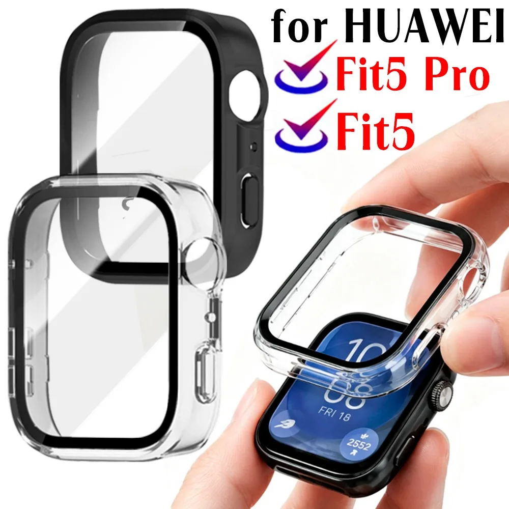 1/2/3Pcs Glass+Case for Huawei Watch Fit 5 / 5Pro Tempered Glass Screen Protector Hard PC Protective Bumper for Huawei Fit 5Pro