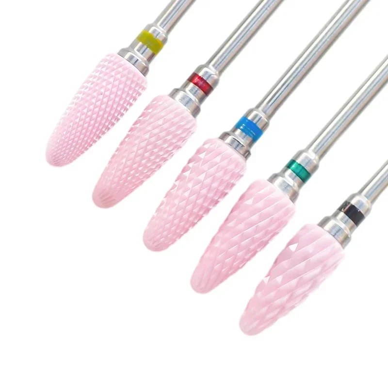 Pink Ceramic Carbide Nail Drill Bits Milling Cutter Gel Remover Electric Machine Polishing Peeling File Tools Manicure Accessory