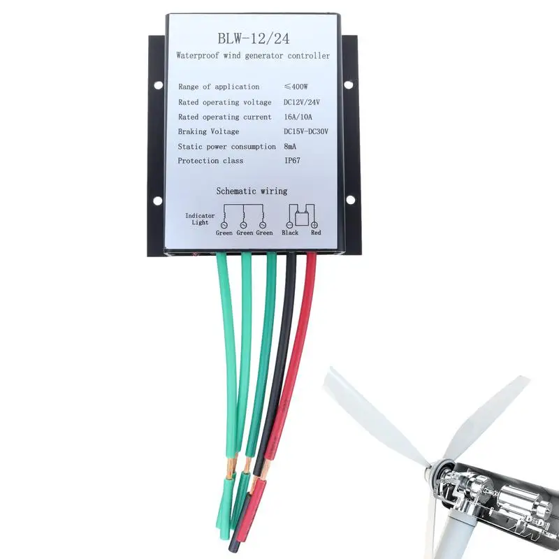 

Wind Turbine Controller IP67 Waterproof Wind Turbine Generator Charge Controller Regulator DC15-30V Waterproof Automatic