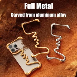 Metal 3D Track Bumper Phone Case For iPhone 14 15 16 Pro Max 15 16 Plus Aluminum Alloy Frameless Shell Air Bag Shockproof cover