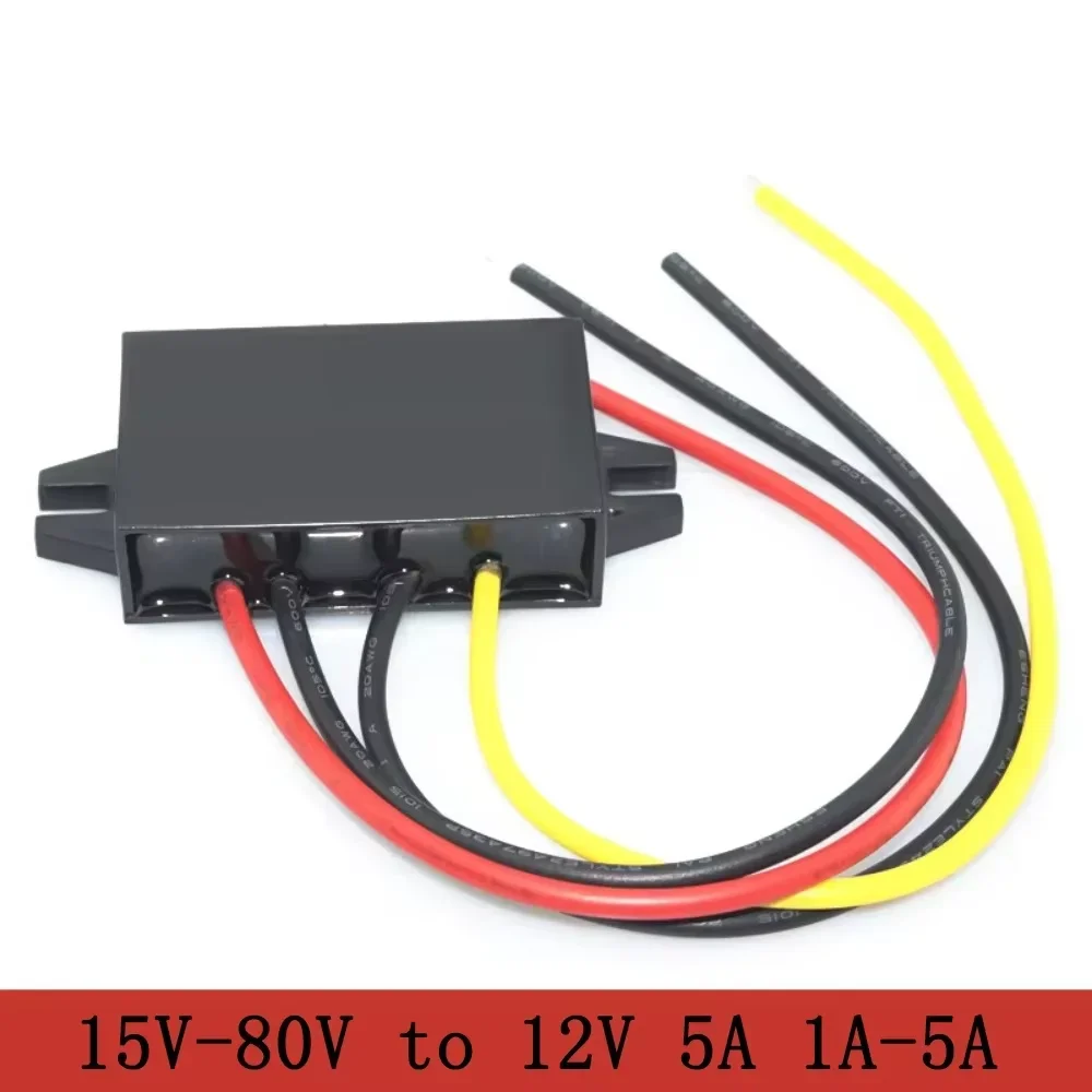 

DC15V-80V 24V 36V 48V Step DOWN to 12V 5A 4A 3A 2A 1A Car Power Supply Voltage inverter IP67 DC DC Converter Regulator for car