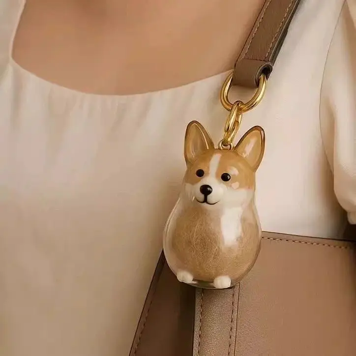 2026 hot Transparent storage box dog hair collection pendant golden retriever corgi Samoyed labrador hair storage keychain