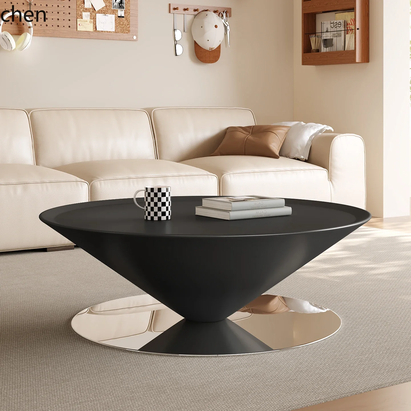 Mesa de centro suspensa H5.26, estilo disco voador, para sala de estar, apartamento pequeno, minimalista, criativa, redonda.