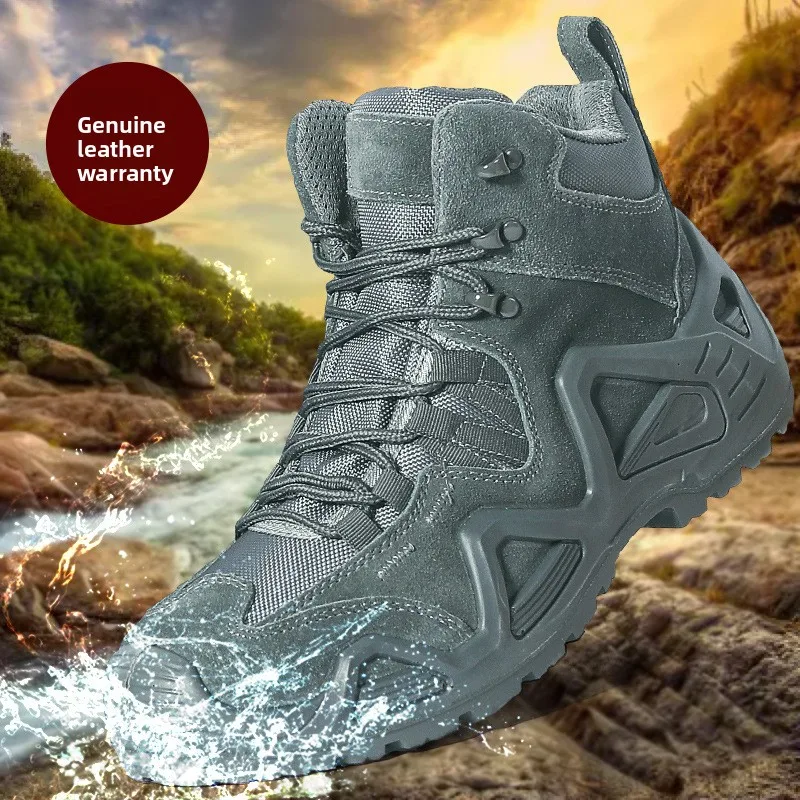 

Breathable tactical boots outdoor light shock absorption hiking wear-resistant combat boots high-top casual boots