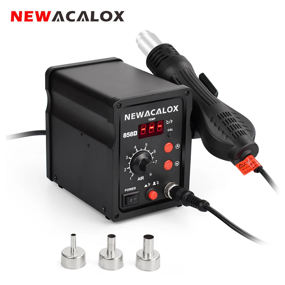 NEWACALOX 220V 700W PCB Rework Station LCD Temperature Adjustable Hot Air Gun Desoldering Heat Gun Soldering Station Tool