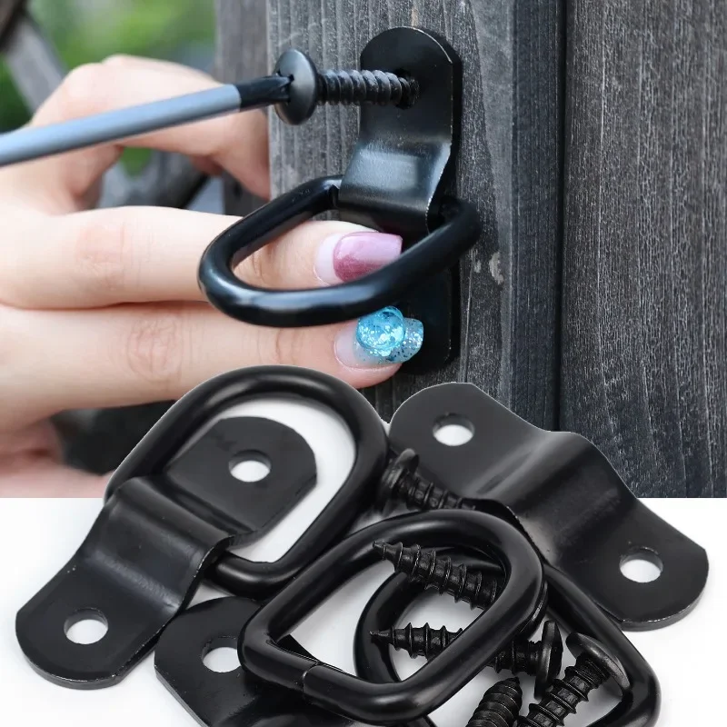 For Car Truck Trailers RV Boats Shape Pull Hook Tie Down Anchors Ring Iron D Stainless Steel Cargo Tie Down Ring Fastener 1-4pcs